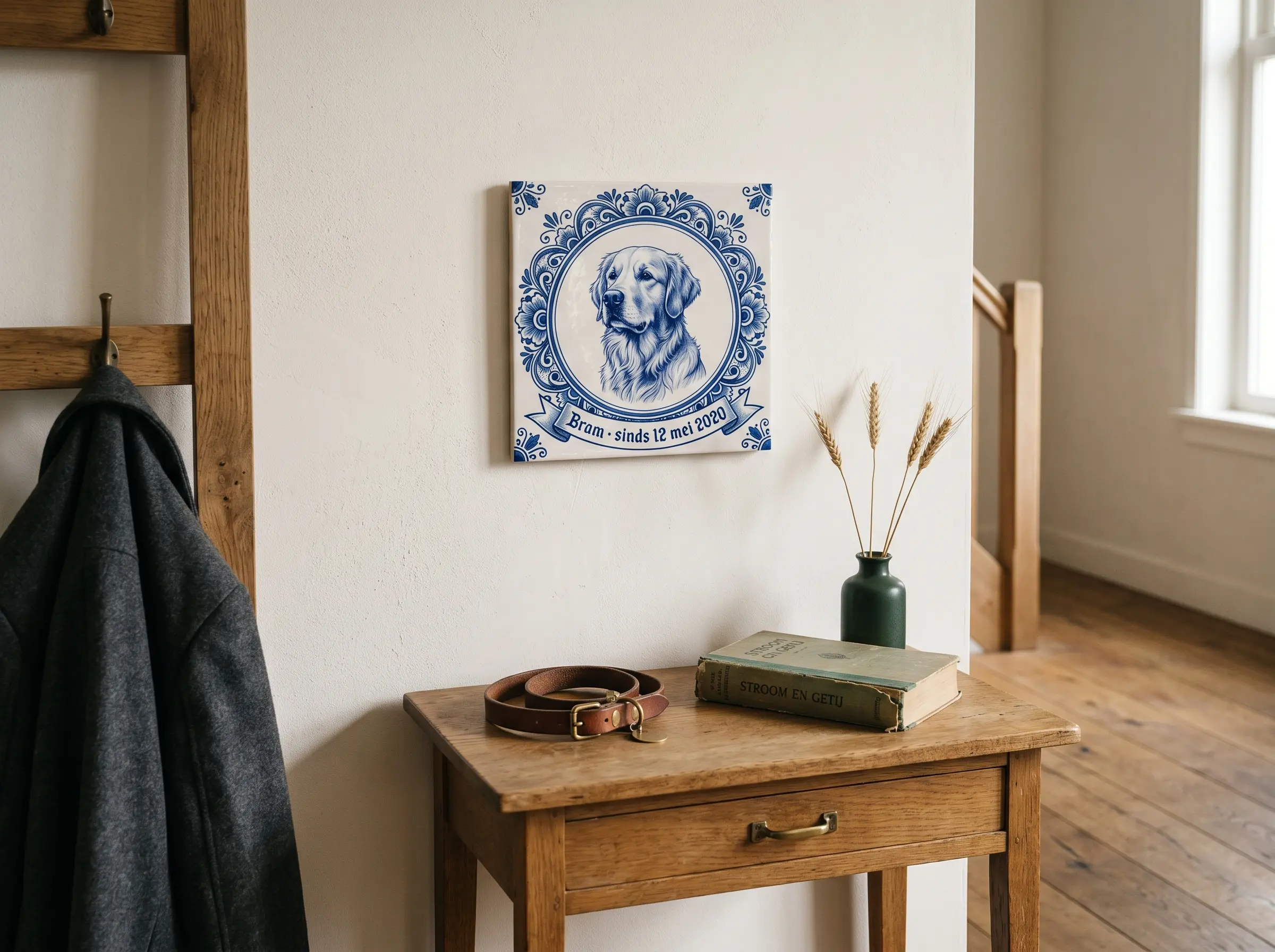 Portrait of a dog on the wall