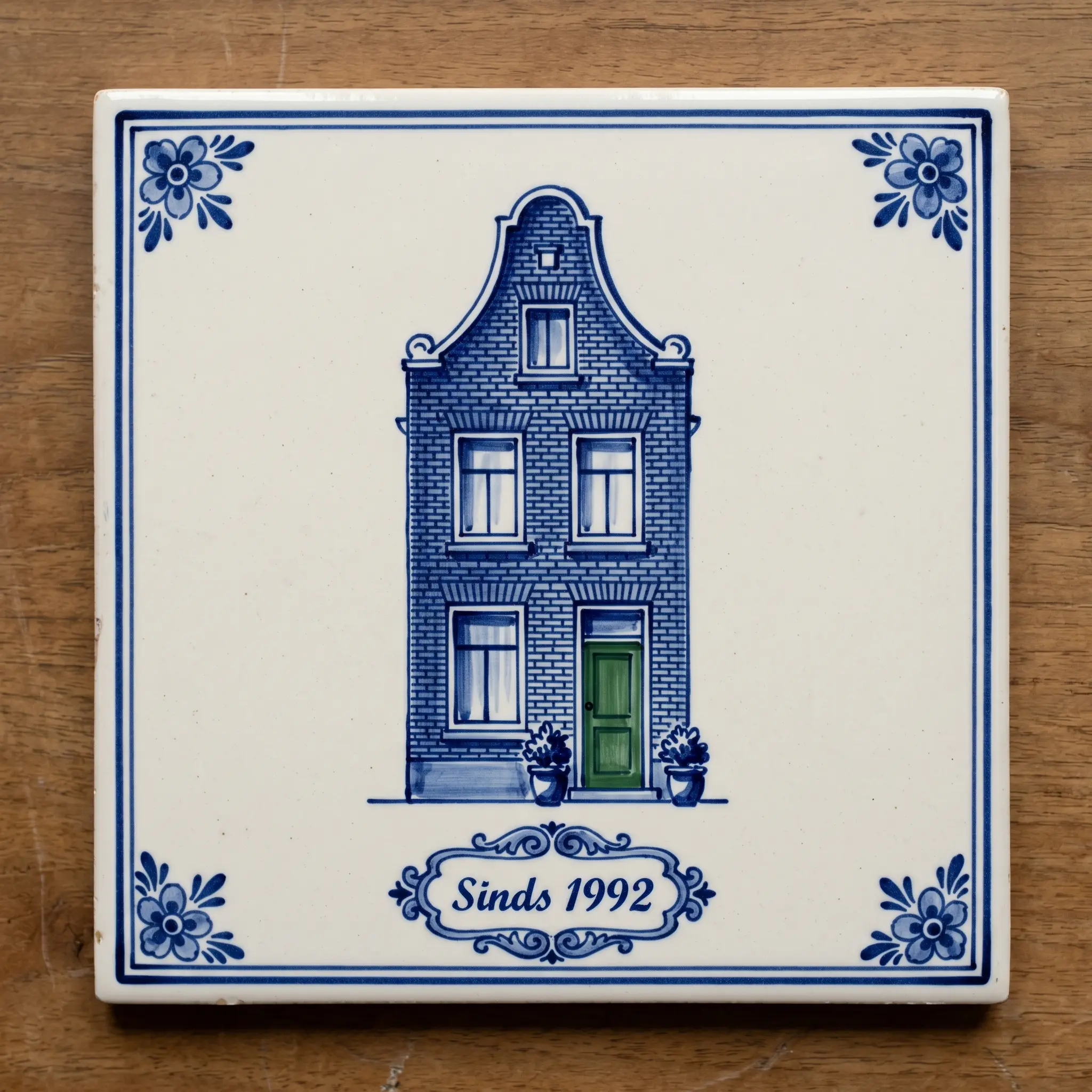 Full-colour photo tile of a Dutch home on real ceramic