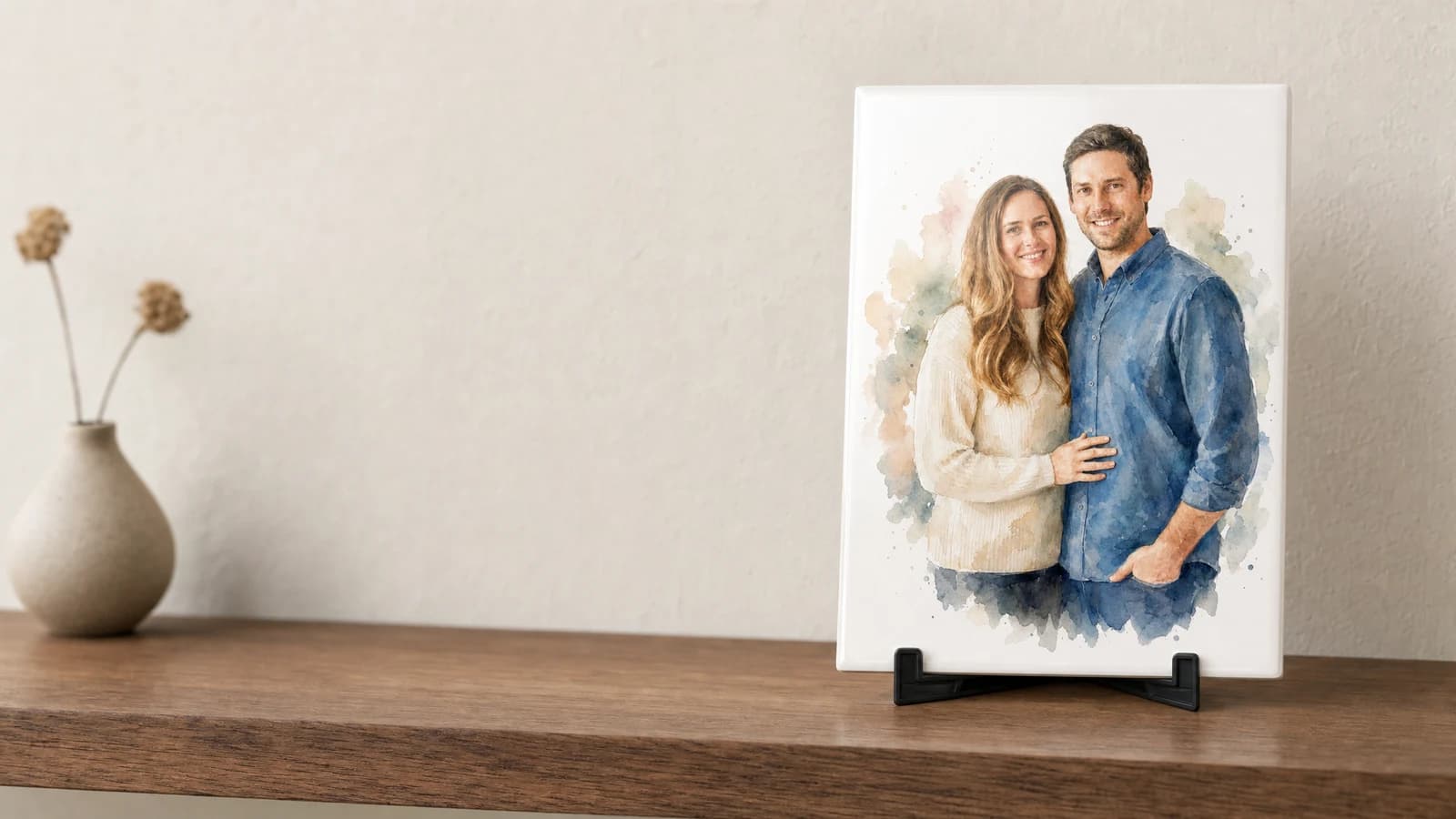 Rectangular Watercolour Photo Tile