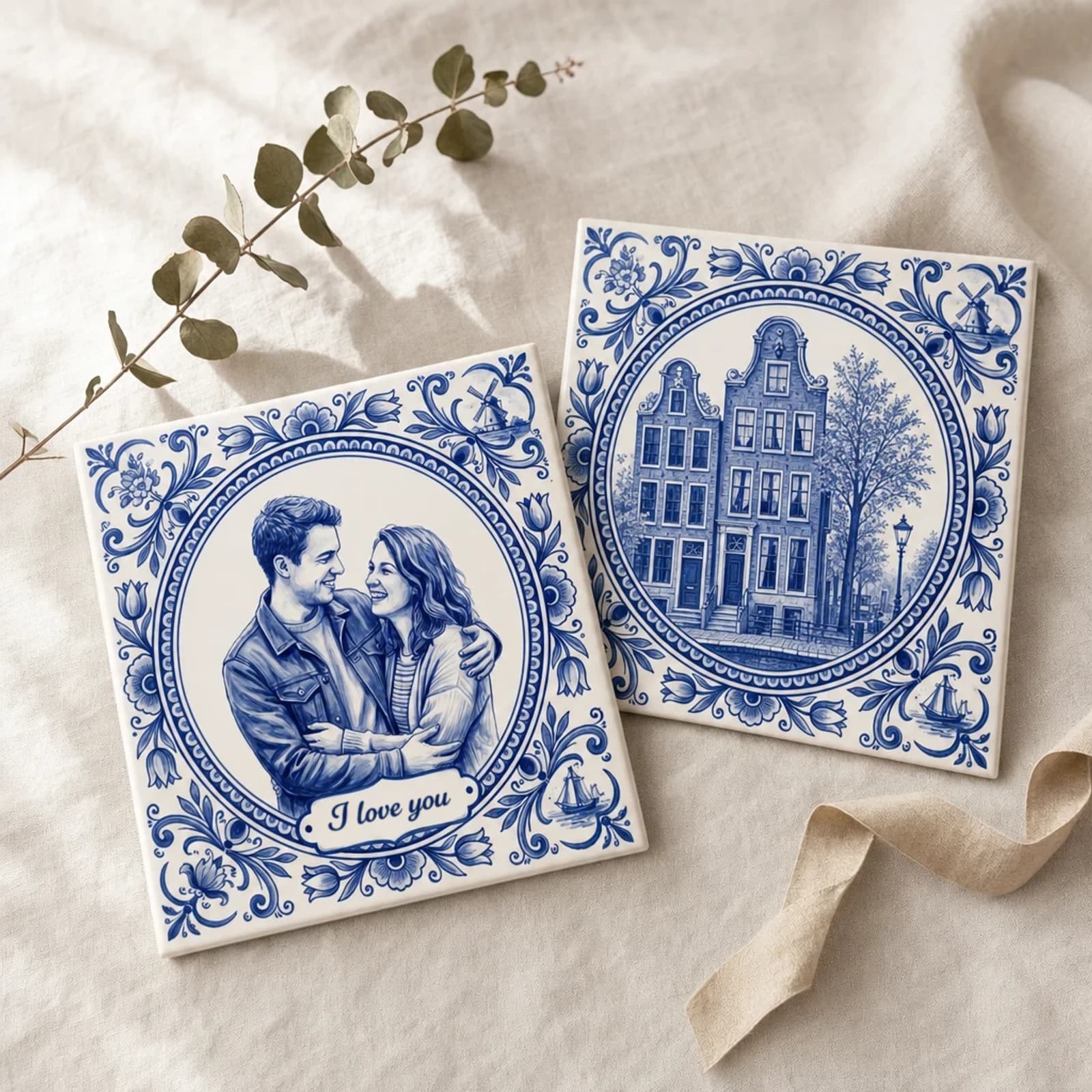 Delft Blue Duo — 2 photo tiles