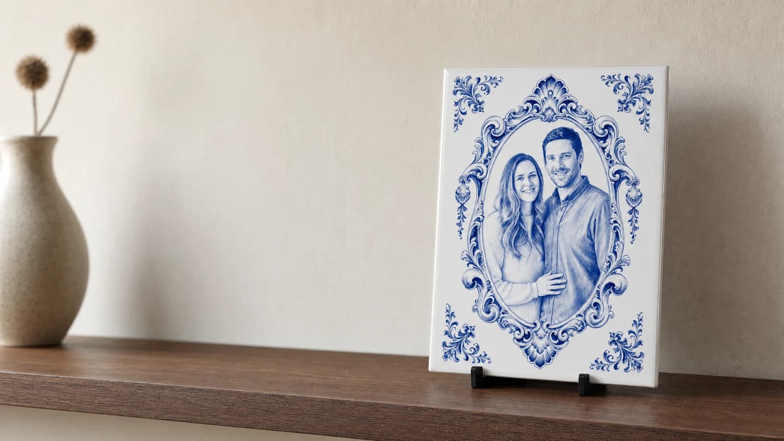 Rectangular Delft Blue Photo Tile