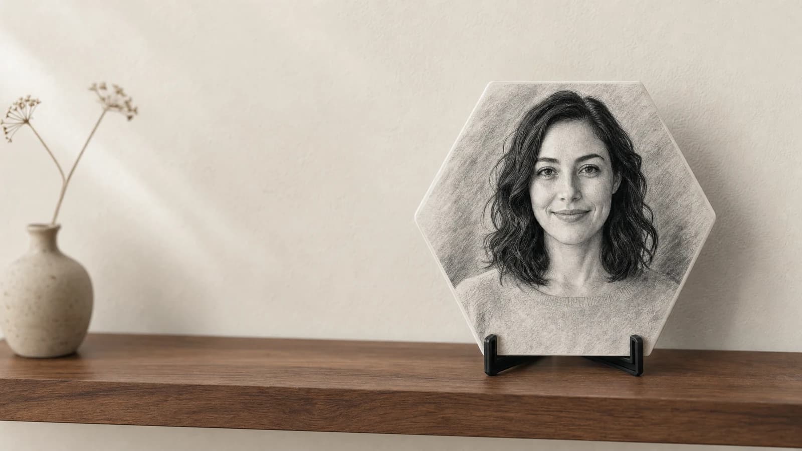 Hexagon Charcoal Photo Tile