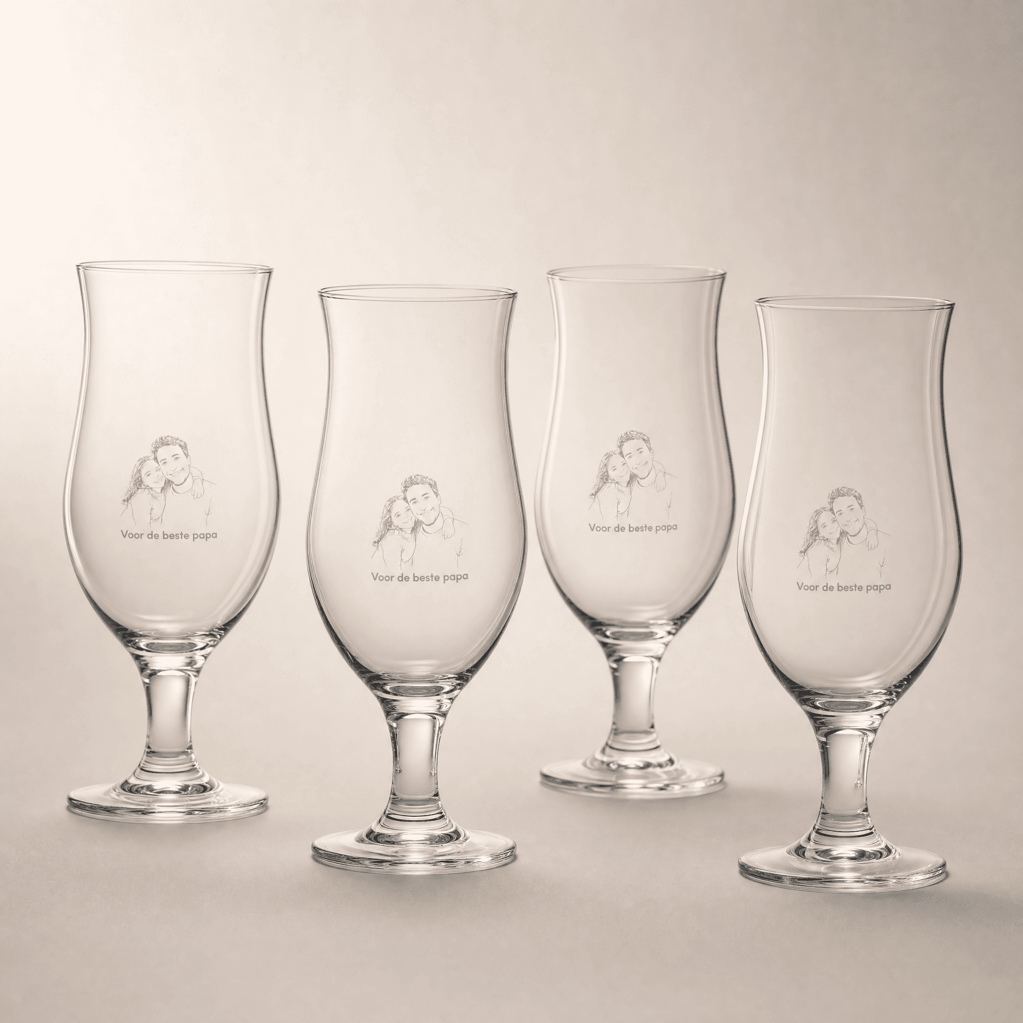 Set of 4 engraved beer glasses