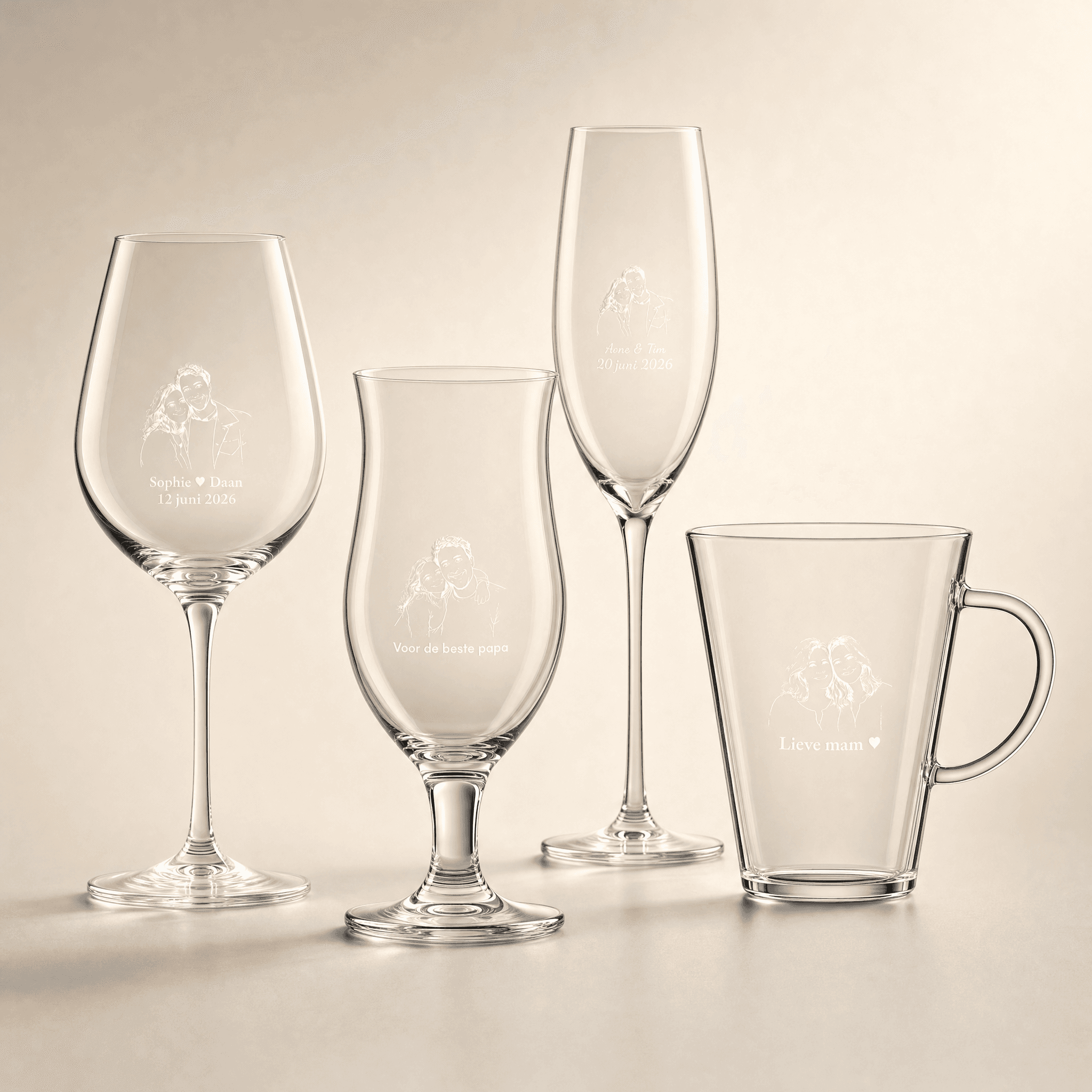 Build your own set of 4 engraved glasses