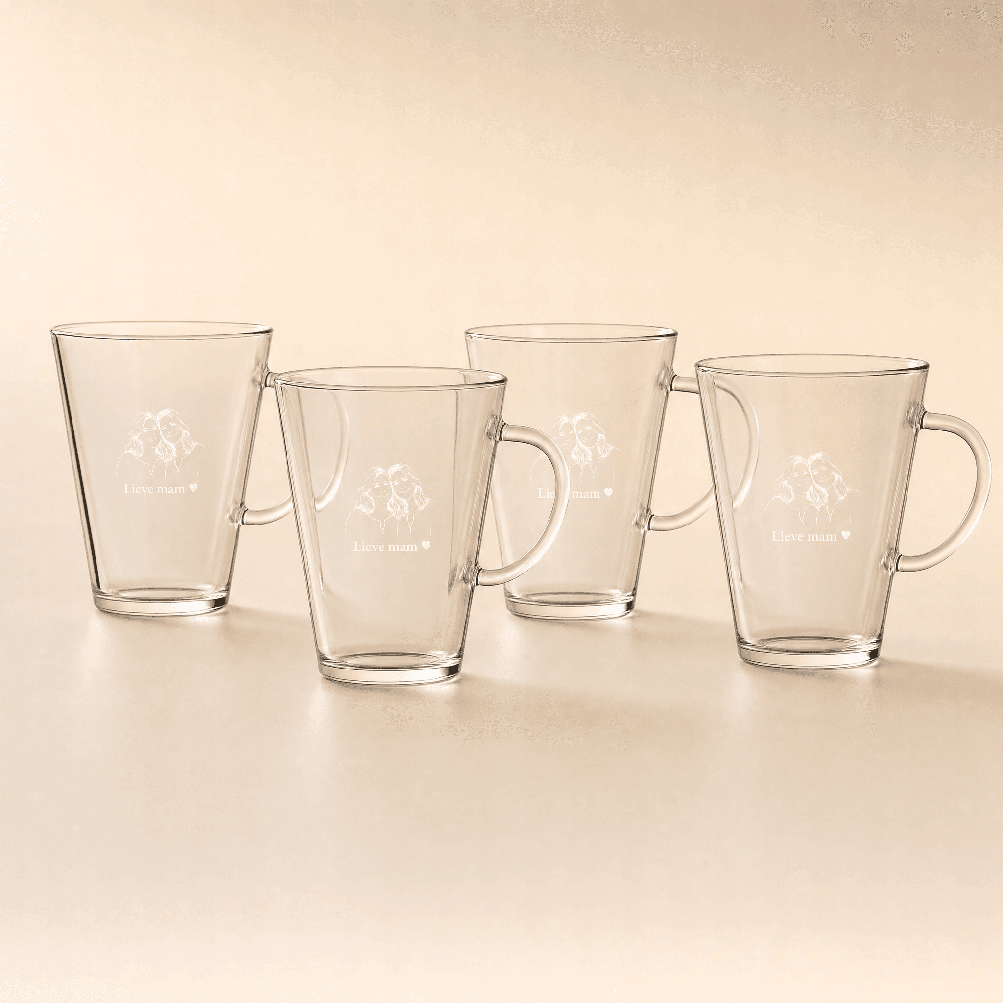 Set of 4 engraved tea glasses