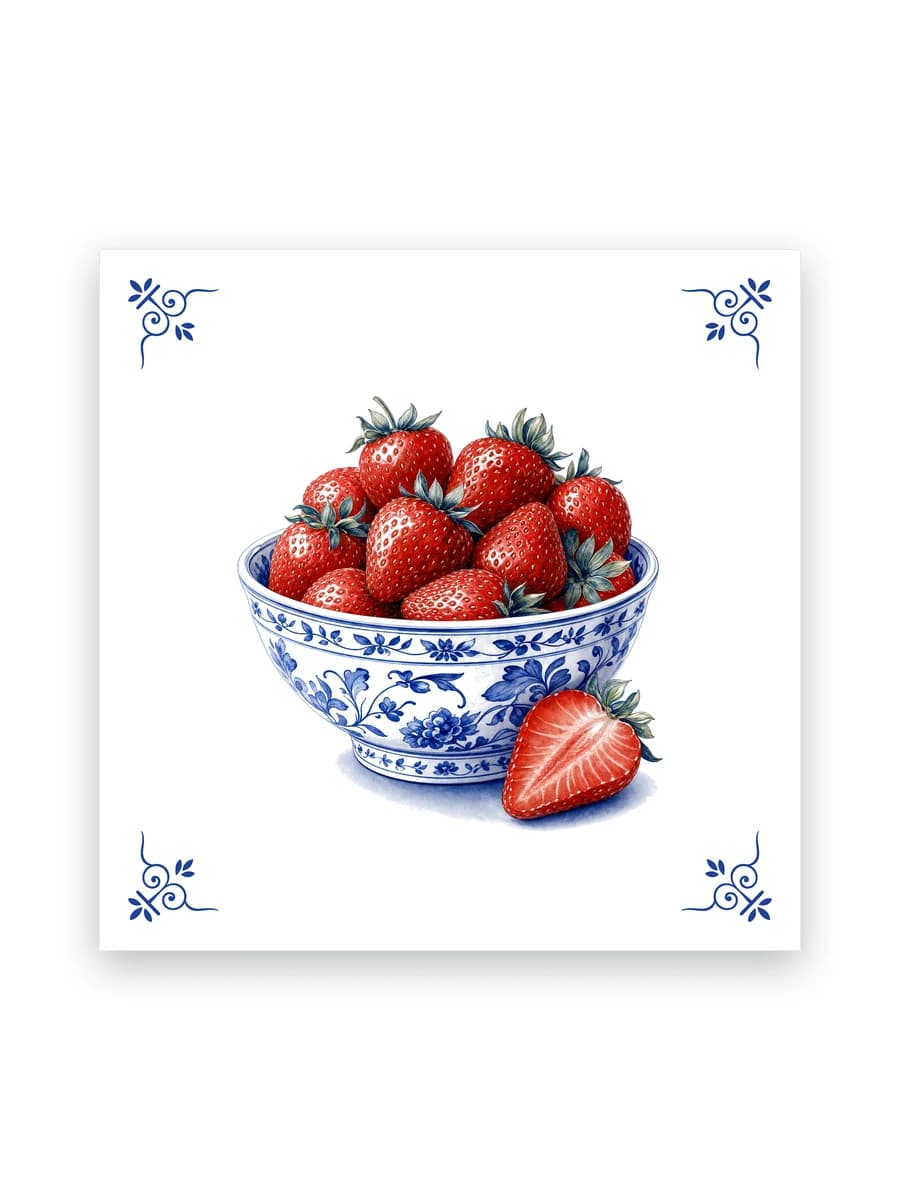 Delft blue tile — Strawberries