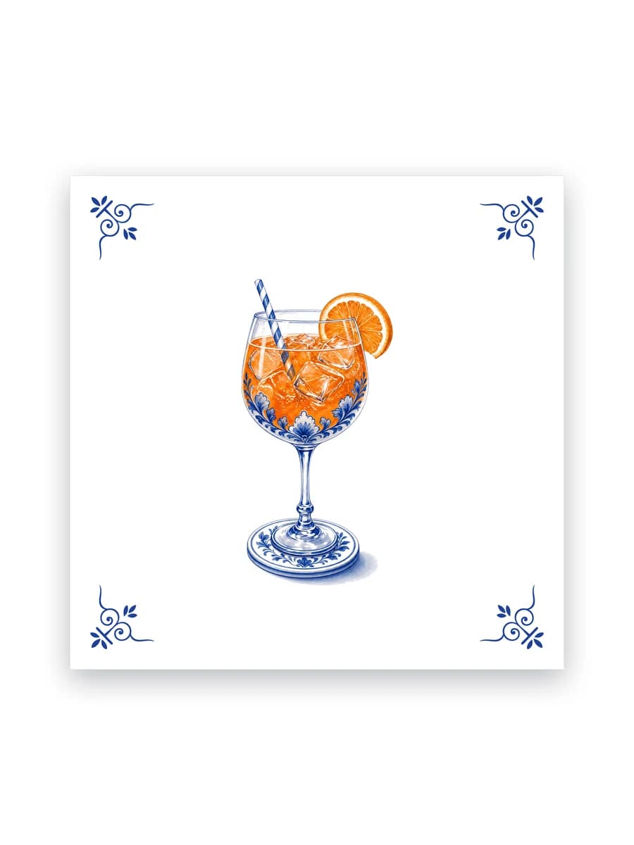 Delft blue tile — Aperol spritz