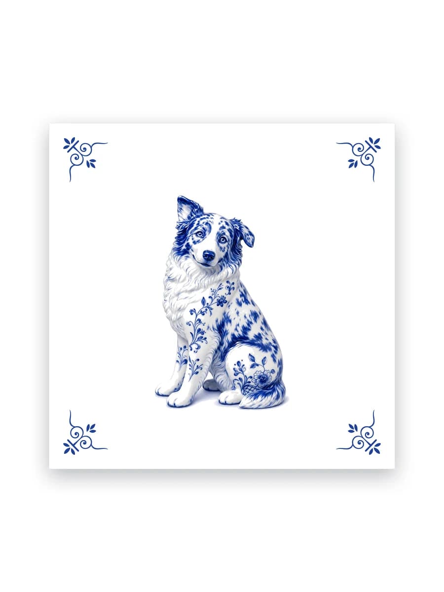 Delft blue tile — Australian shepherd