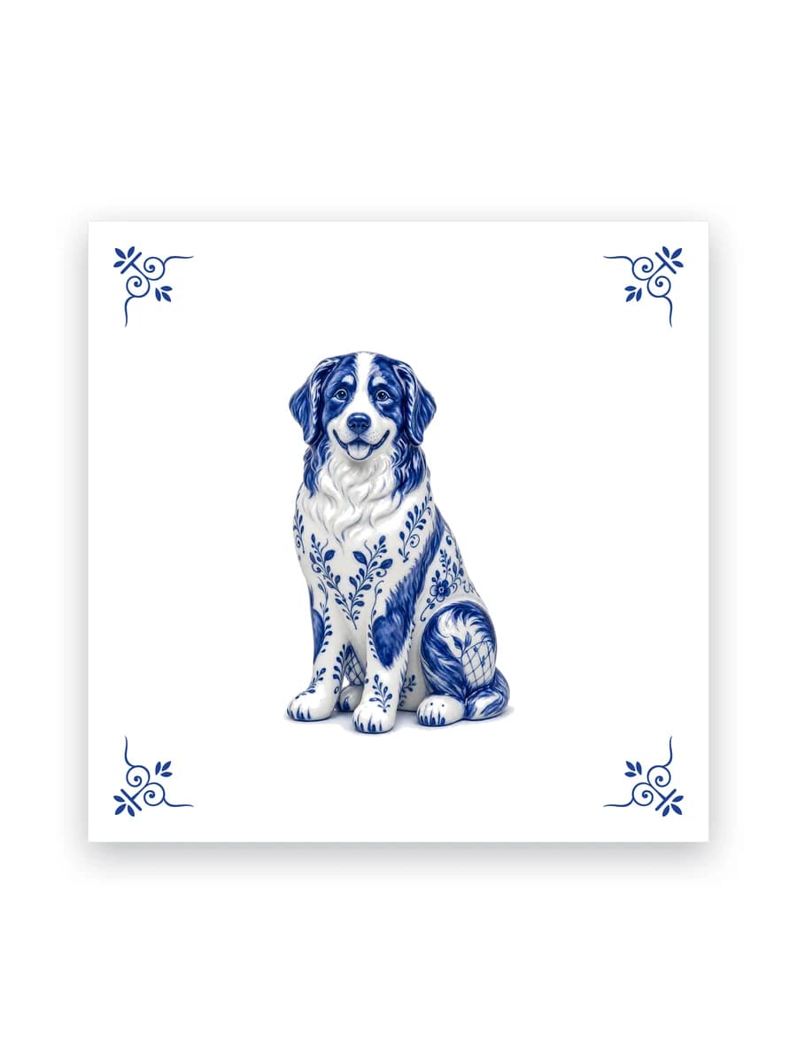 Delft blue tile — Bernese mountain dog