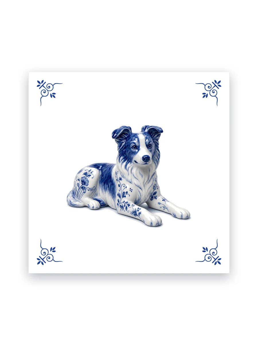 Delft blue tile — Border collie