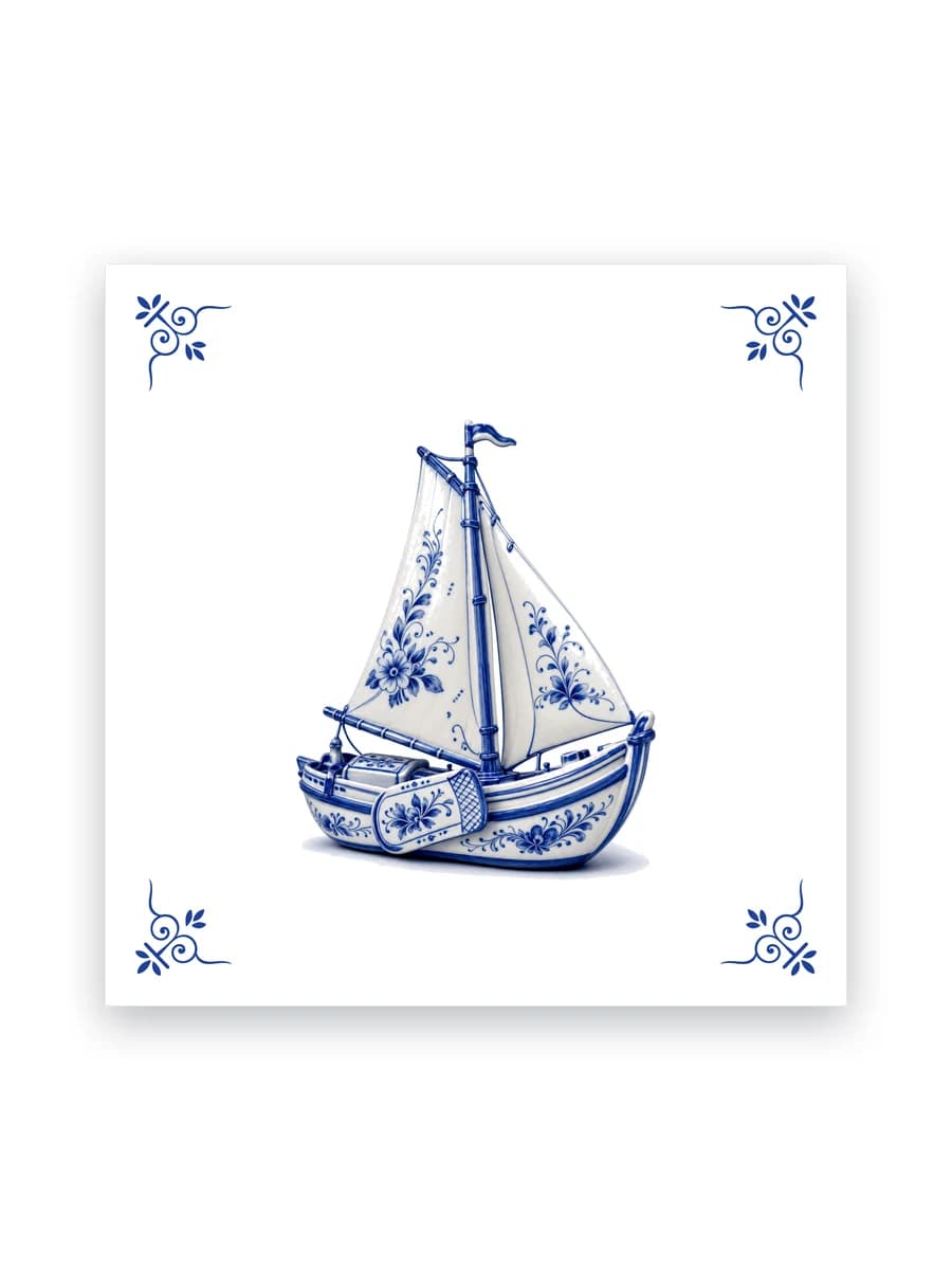 Delft blue tile — Dutch sailing barge