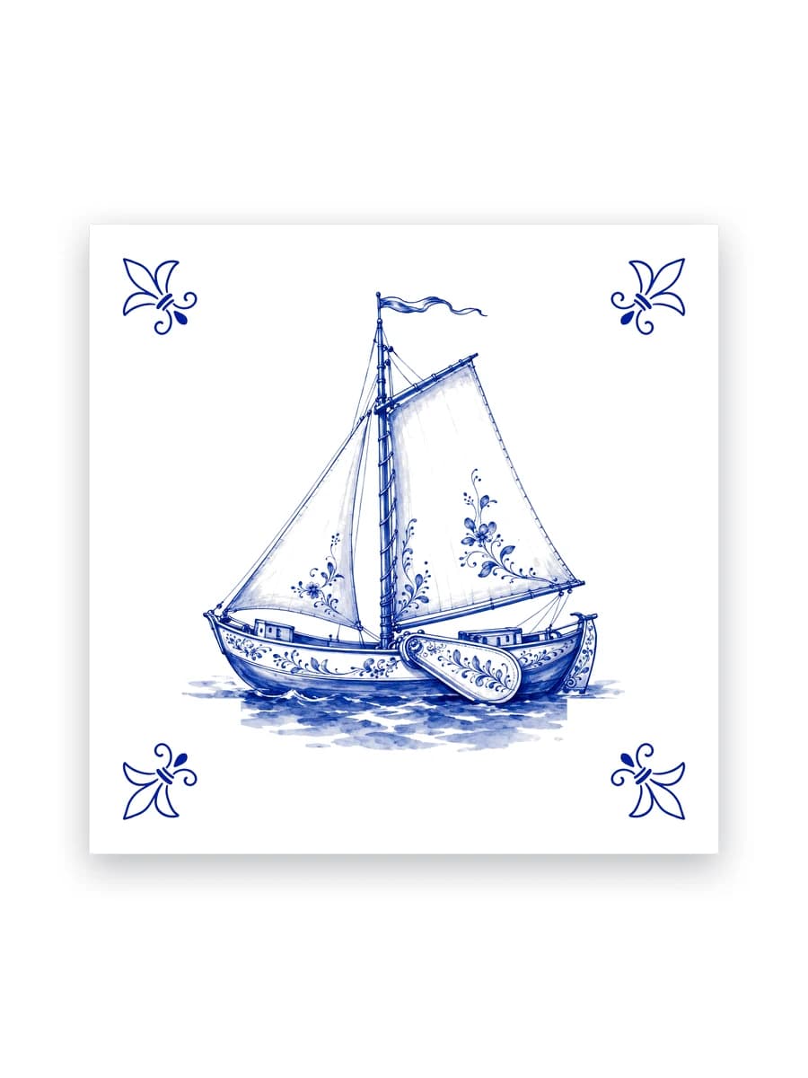 Delft blue tile — Dutch sailing barge