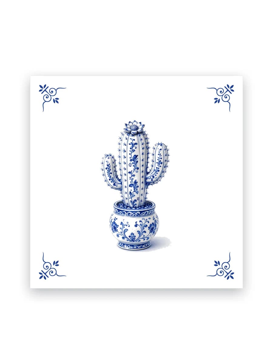 Delft blue tile — Cactus