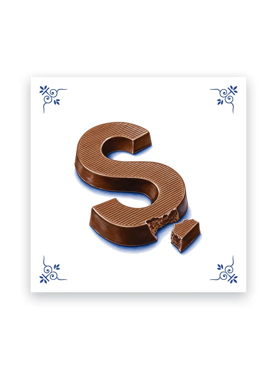 Delft blue tile — Chocolate letter