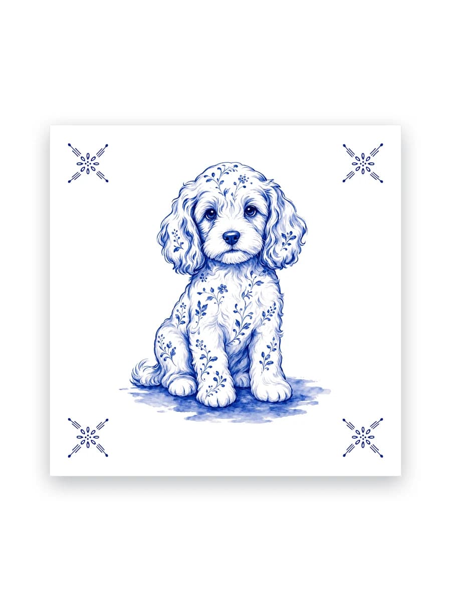 Delft blue tile — Cockapoo