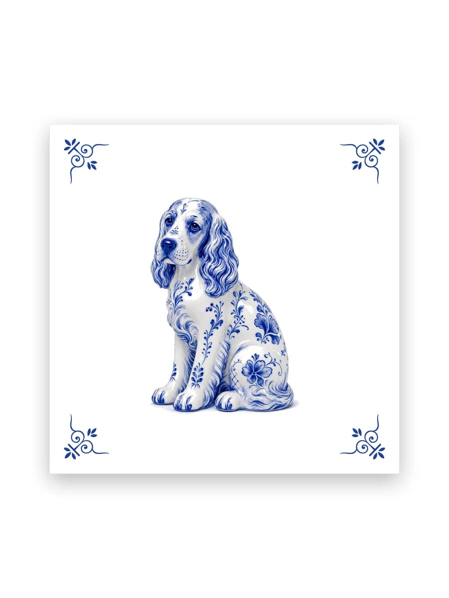 Delft blue tile — Cocker spaniel