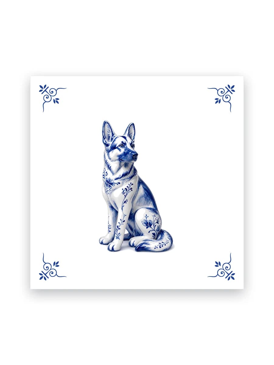 Delft blue tile — German shepherd