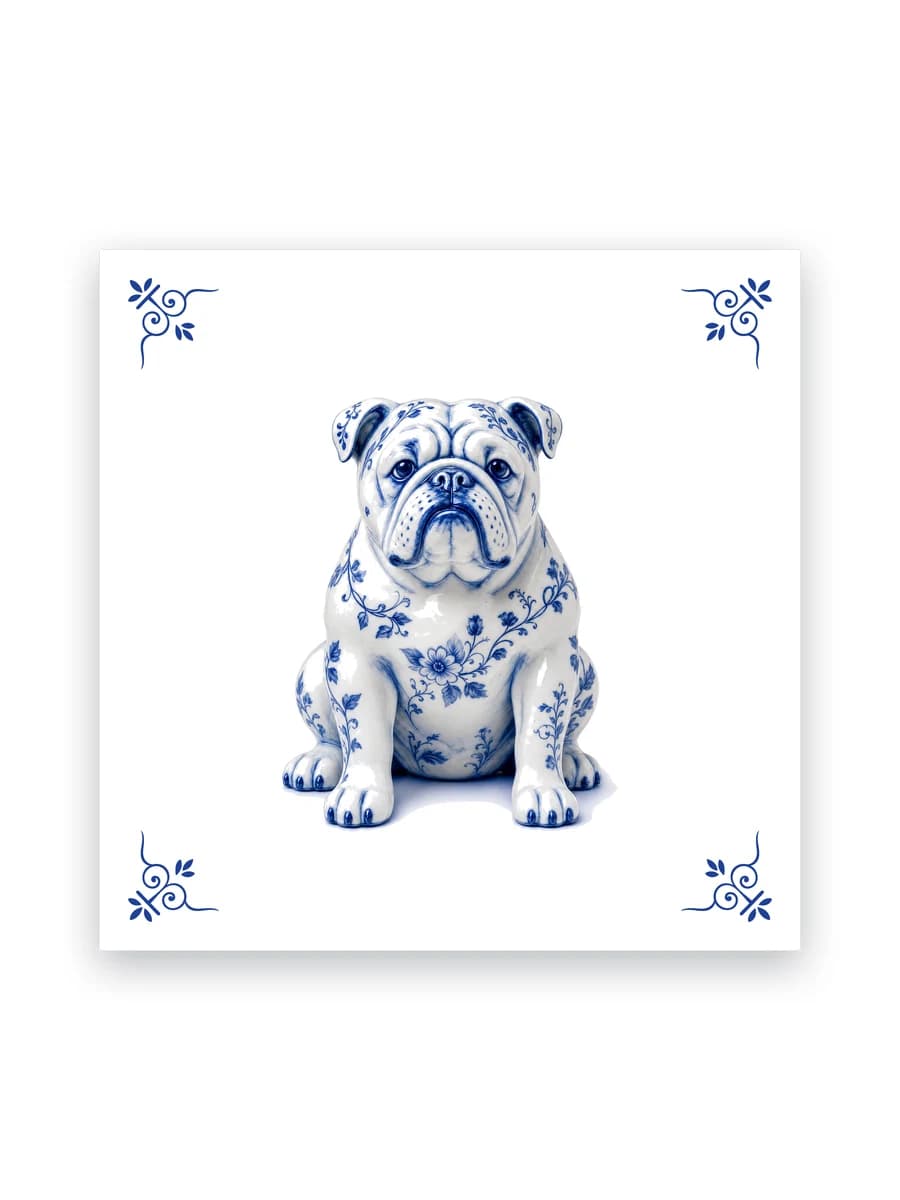Delft blue tile — English bulldog