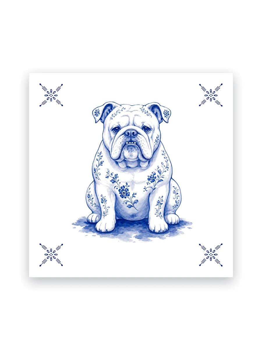 Delft blue tile — English bulldog
