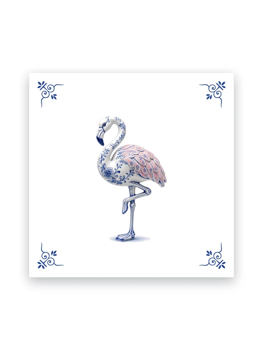 Delft blue tile — Flamingo