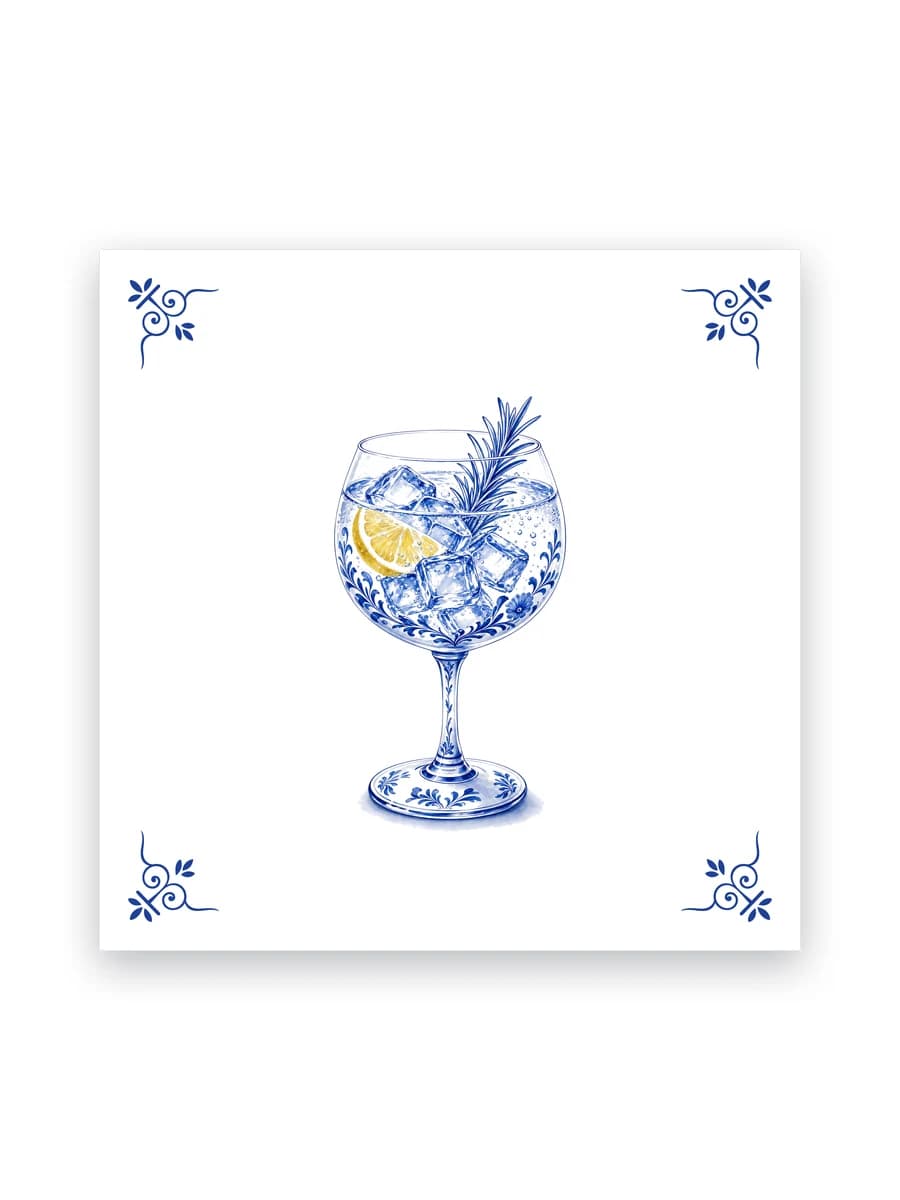 Delft blue tile — Gin & tonic