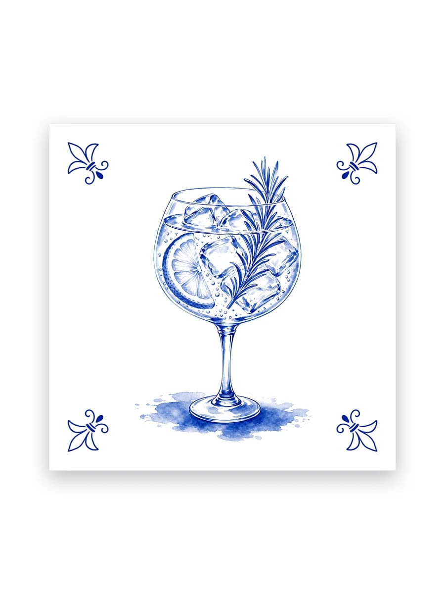 Delft blue tile — Gin & tonic