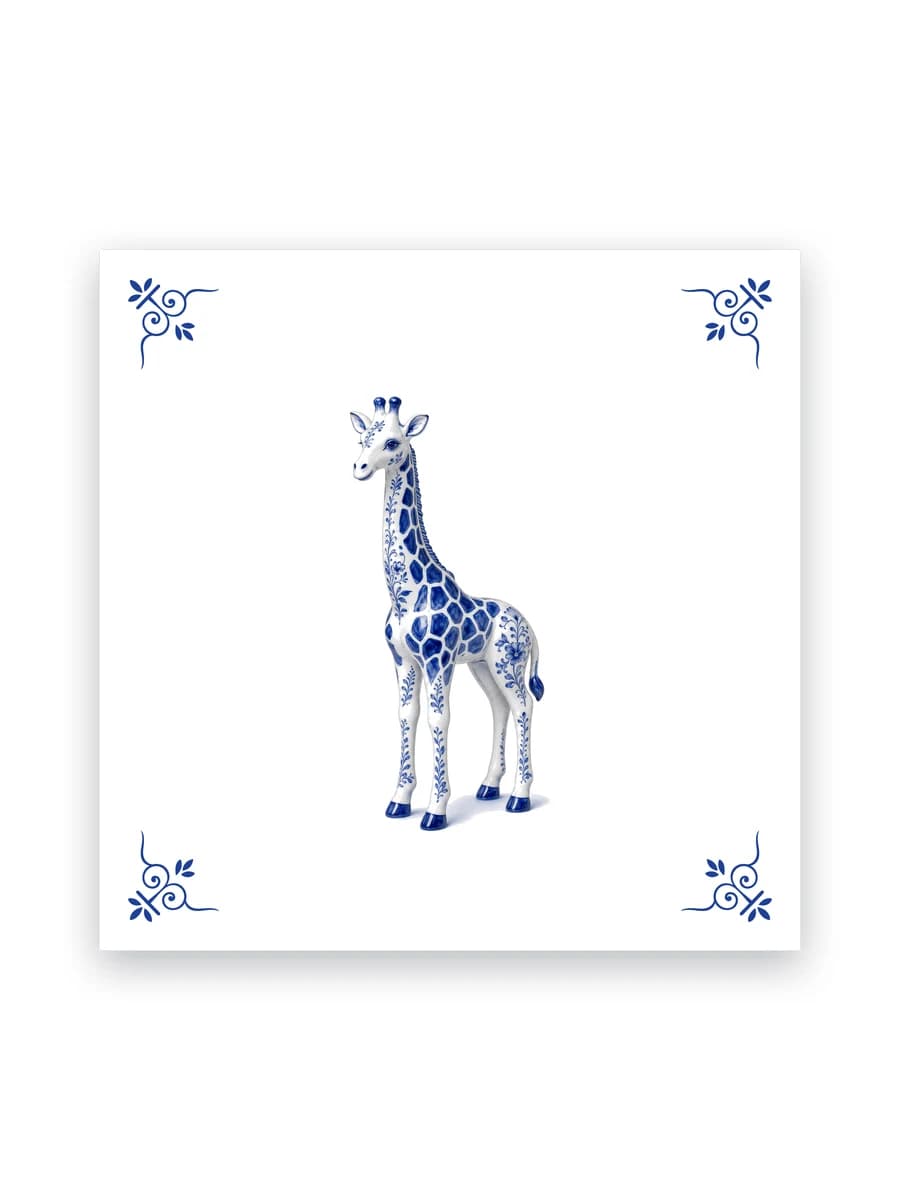 Delft blue tile — Giraffe