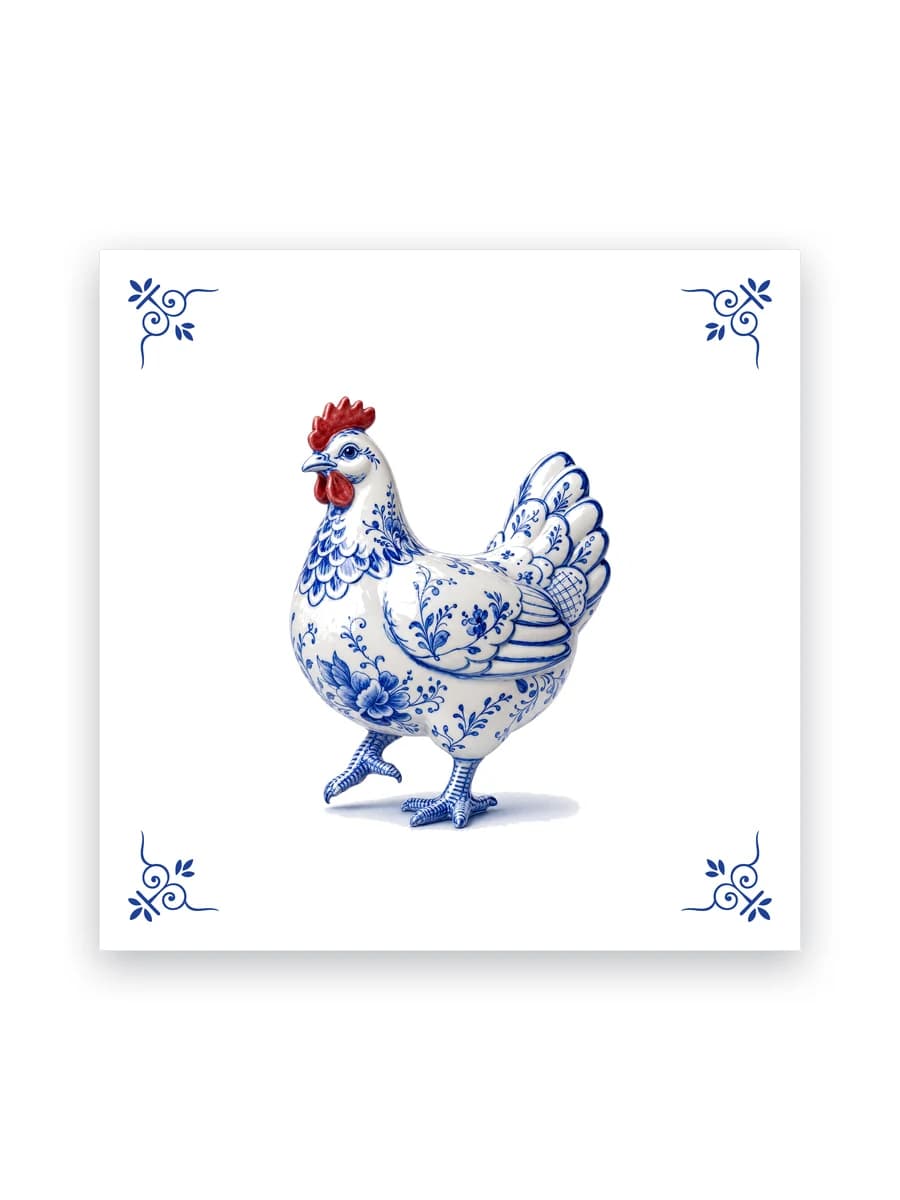 Delft blue tile — Hen