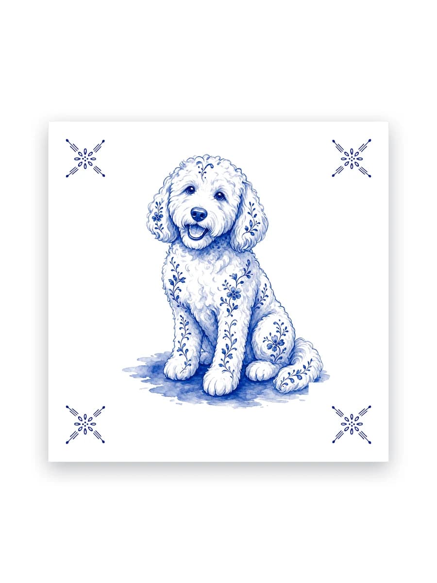 Delft blue tile — Labradoodle