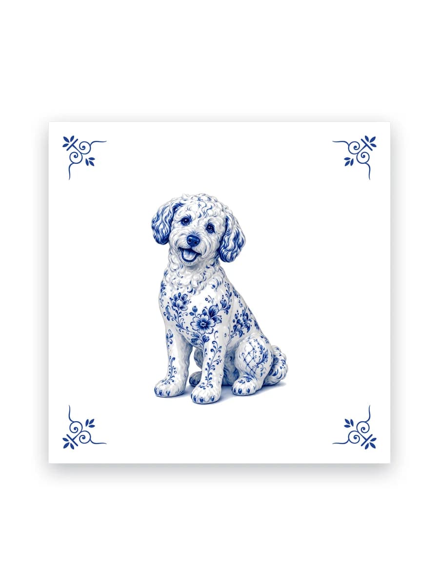 Delft blue tile — Labradoodle