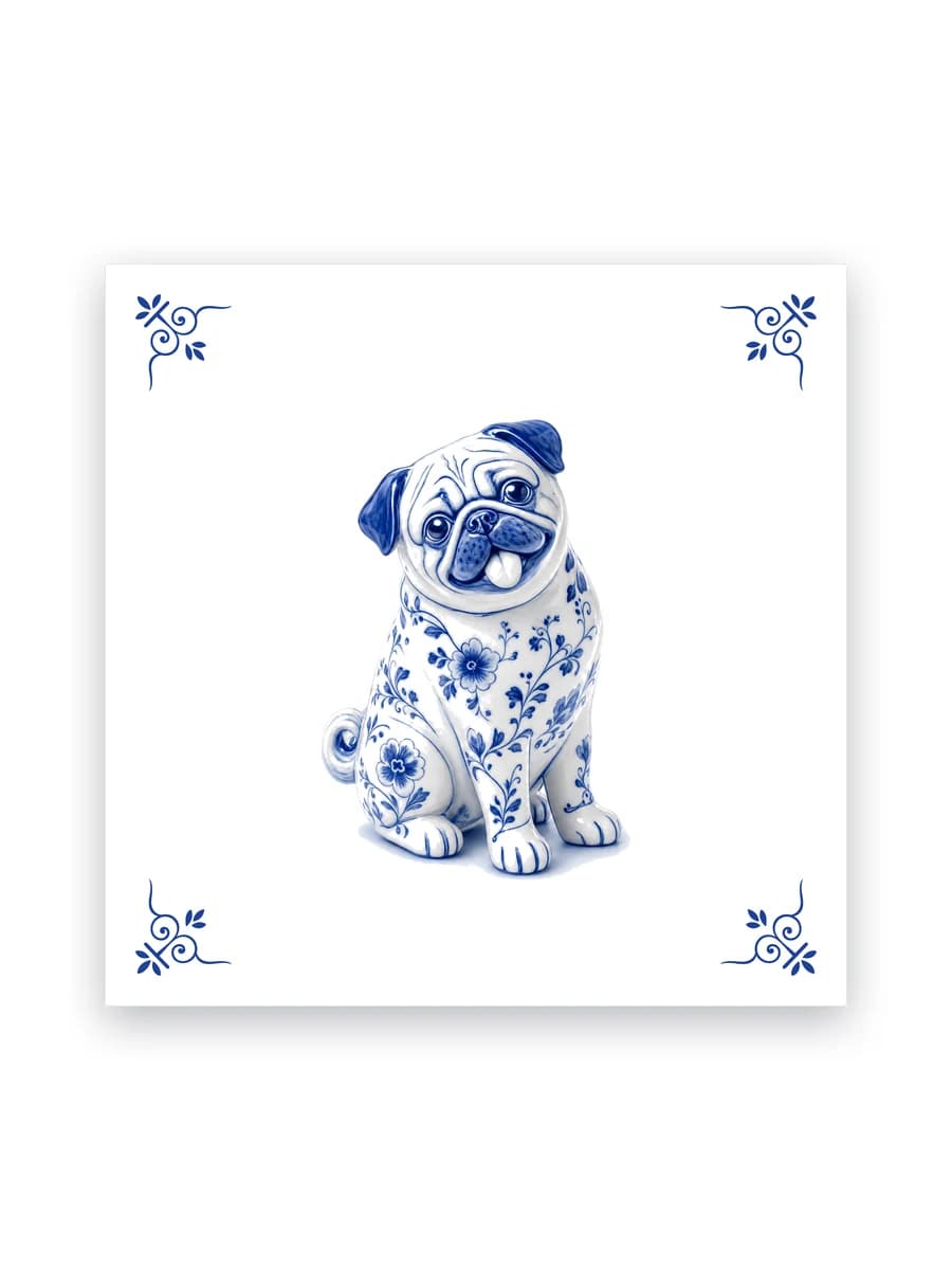 Delft blue tile — Pug
