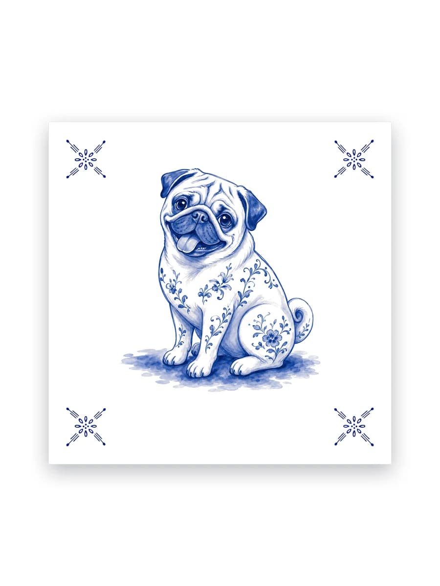 Delft blue tile — Pug