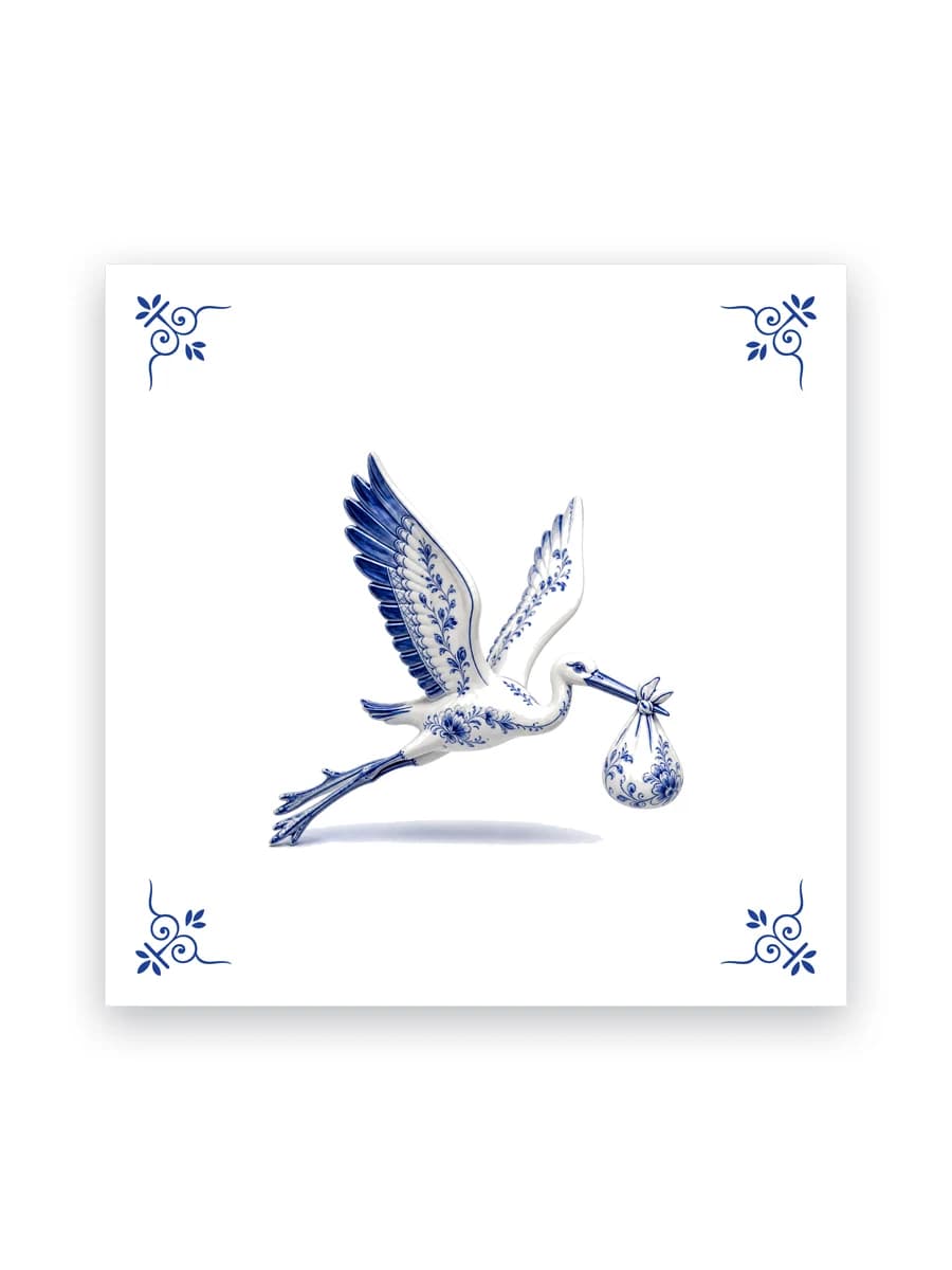 Delft blue tile — Stork