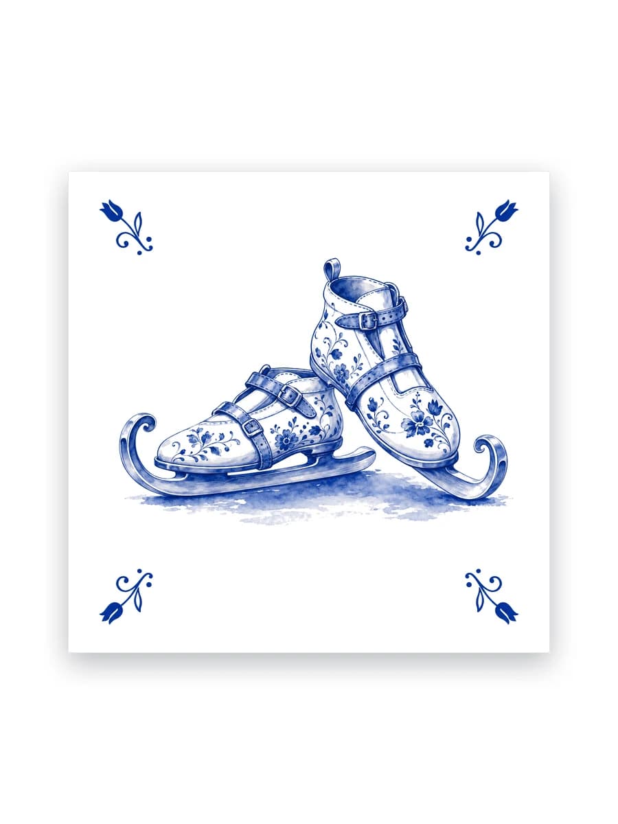 Delft blue tile — Ice skates