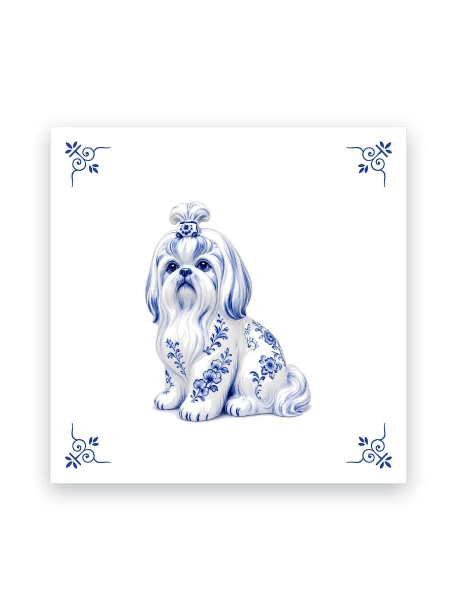 Delft blue tile — Shih tzu