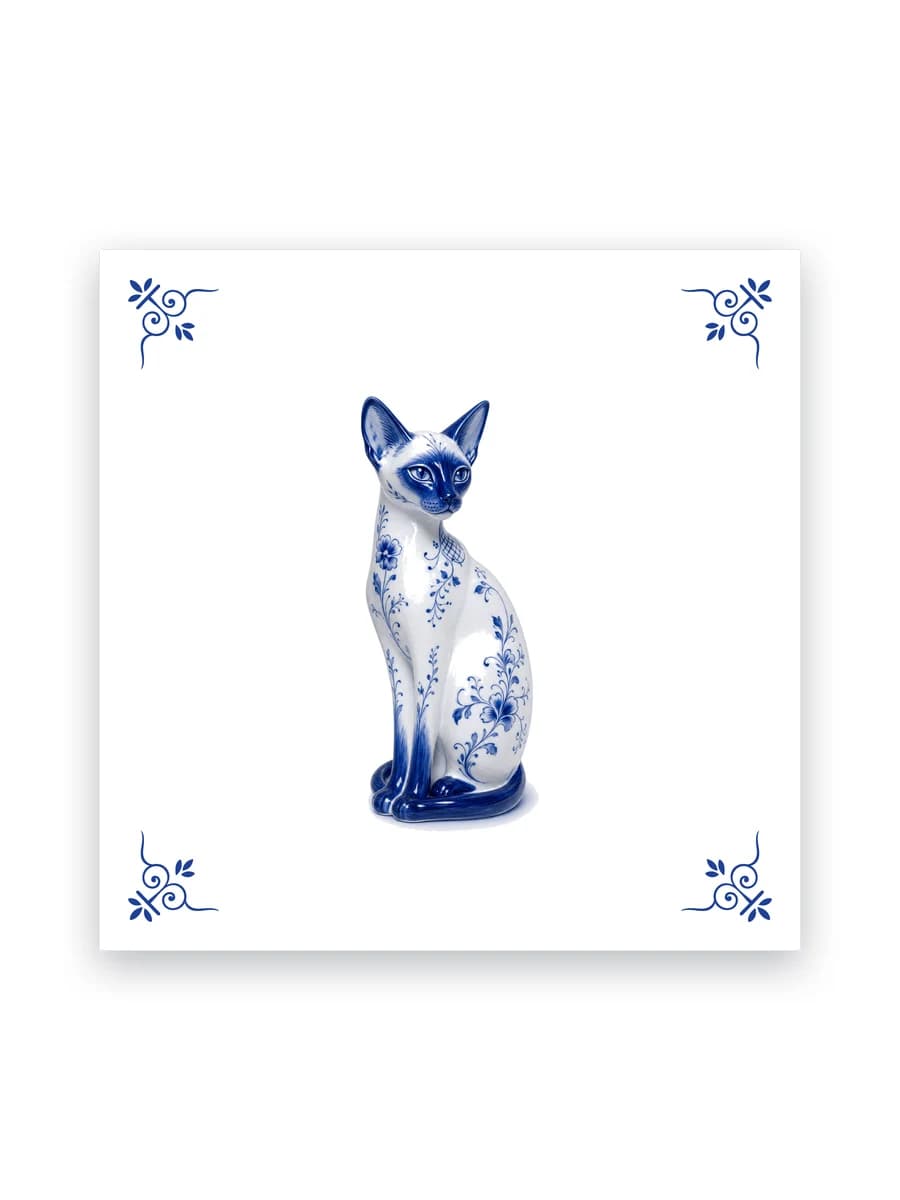 Delft blue tile — Siamese cat