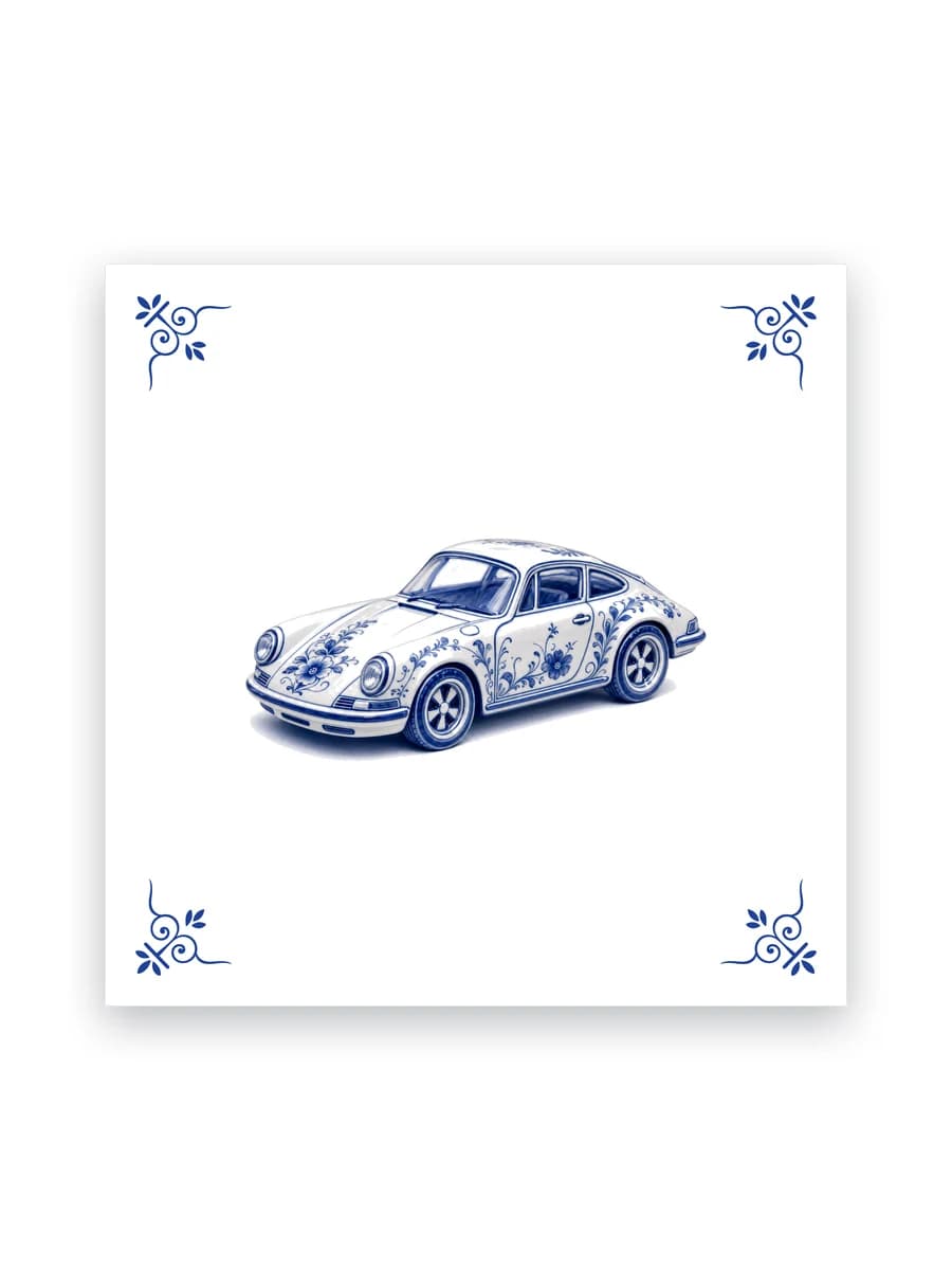 Delft blue tile — Classic sports car