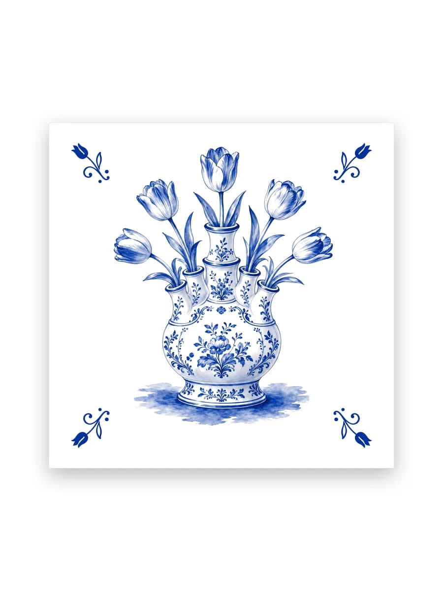 Delft blue tile — Tulip vase