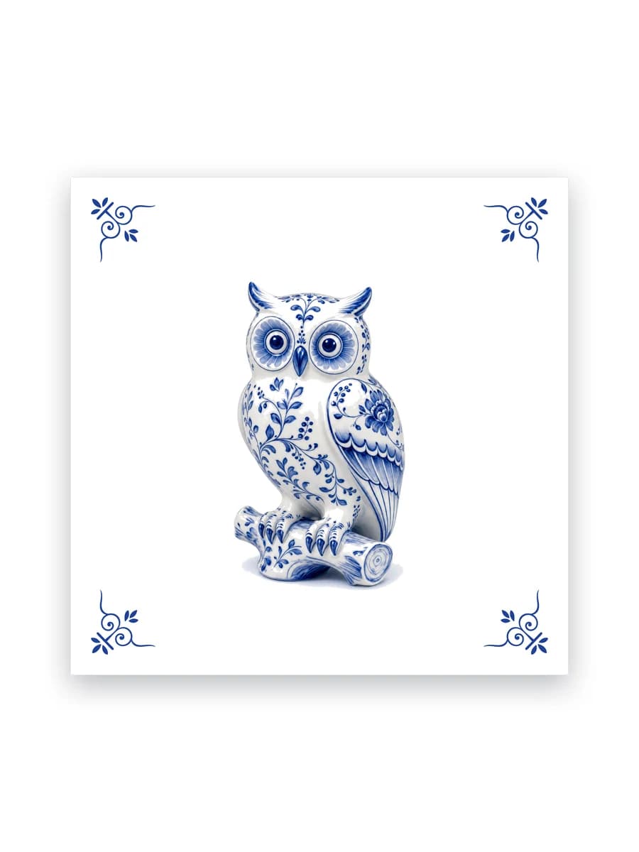 Delft blue tile — Owl