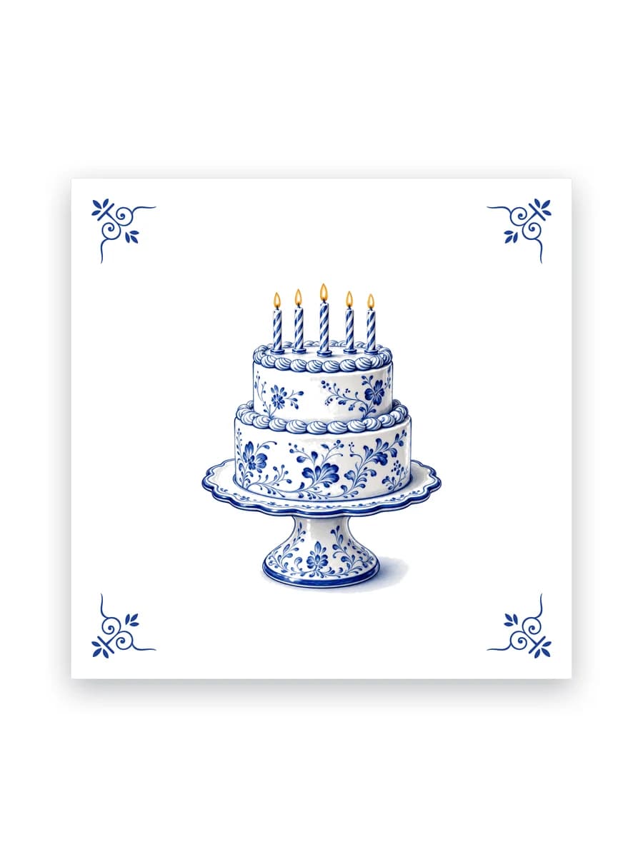 Delft blue tile — Birthday cake