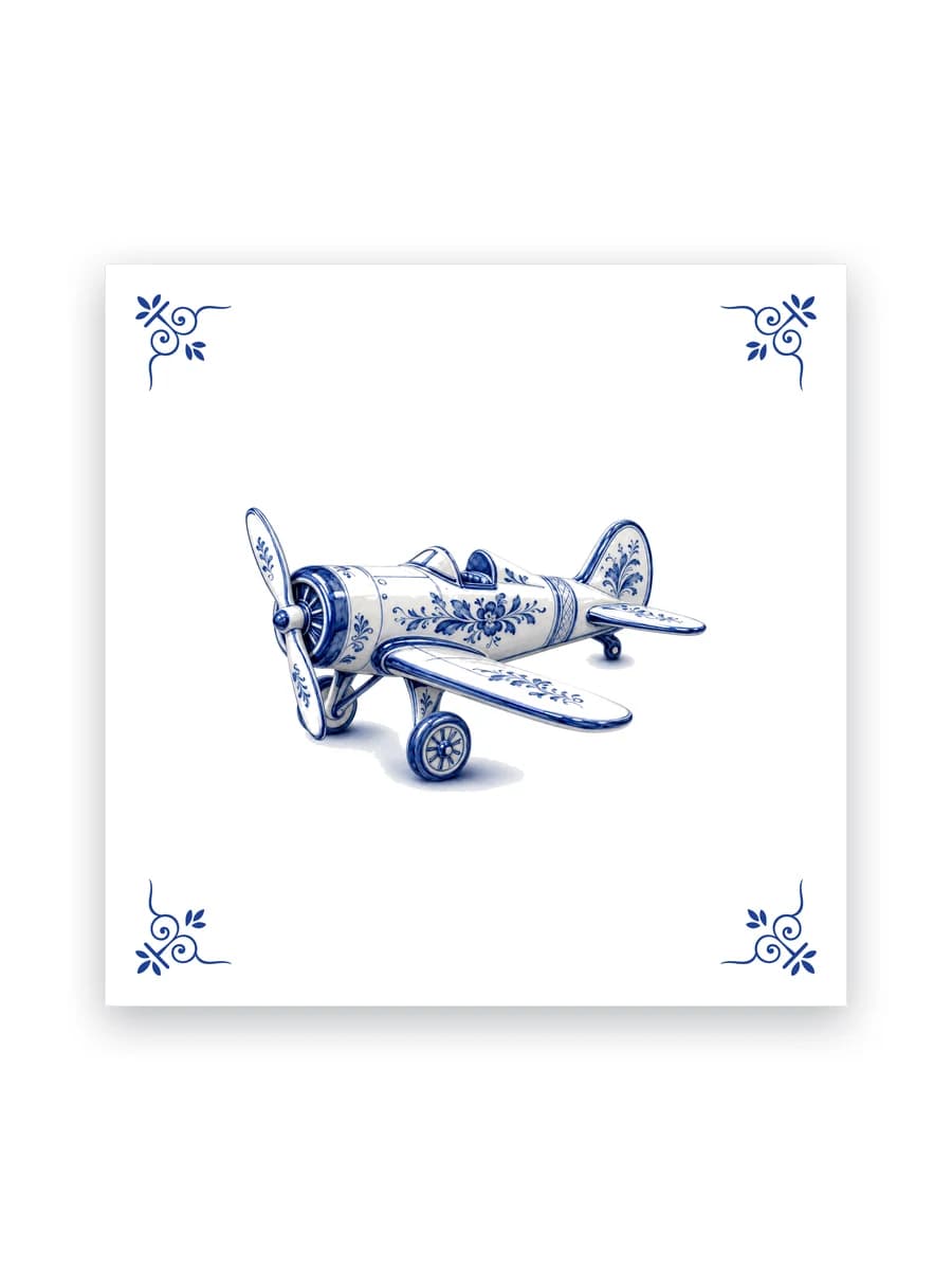 Delft blue tile — Propeller plane