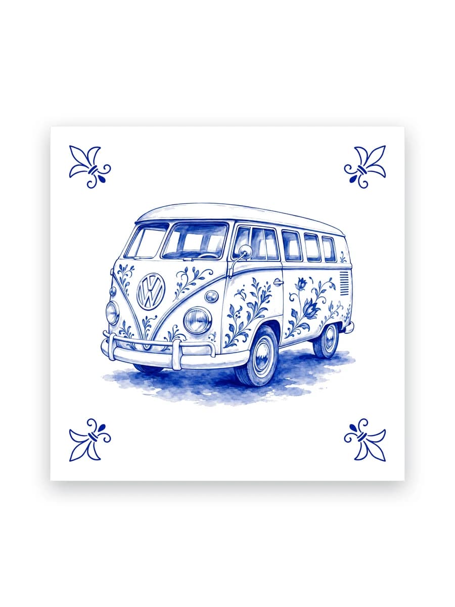 Delft blue tile — VW camper van