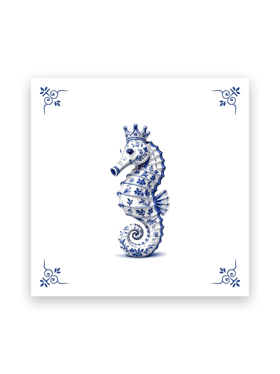 Delft blue tile — Seahorse