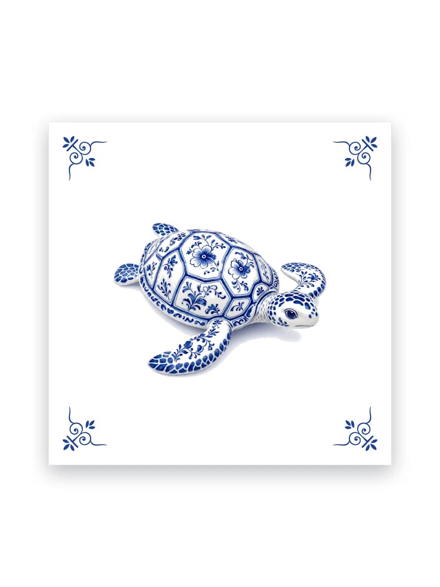 Delft blue tile — Sea turtle