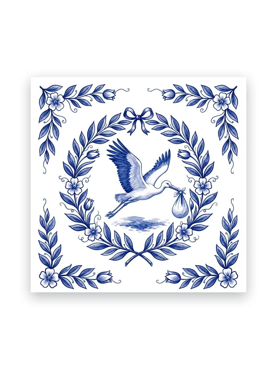 Delft blue tile — Stork