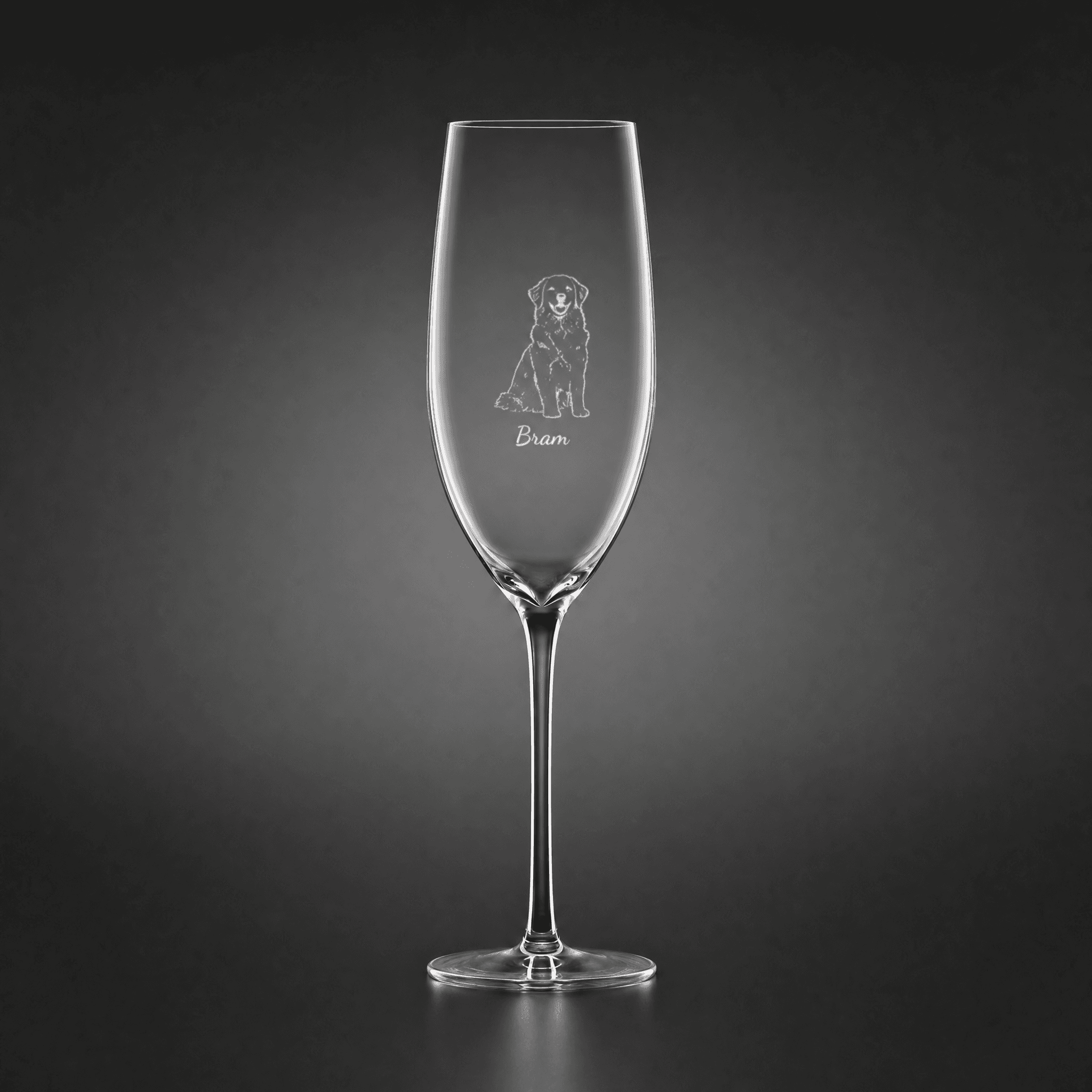 Champagne flute with a drawing of your photo