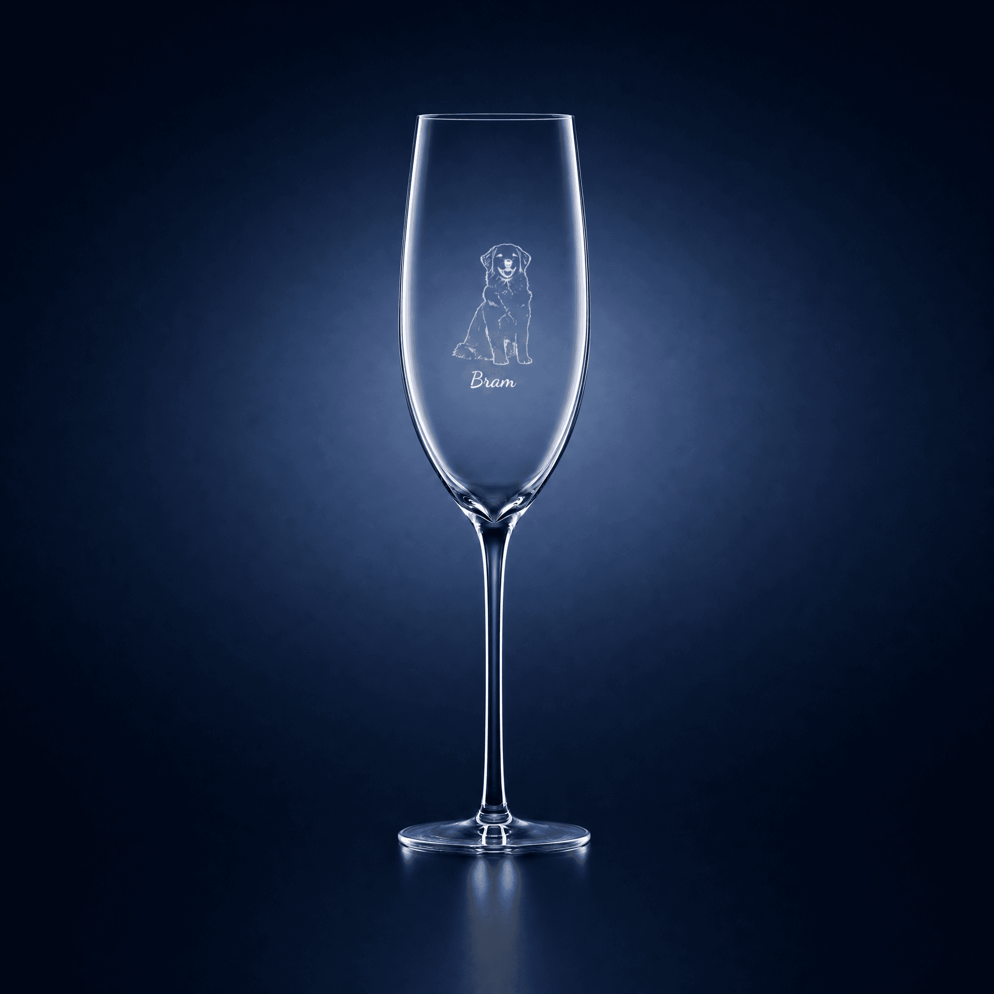Champagne flute with a drawing of your photo
