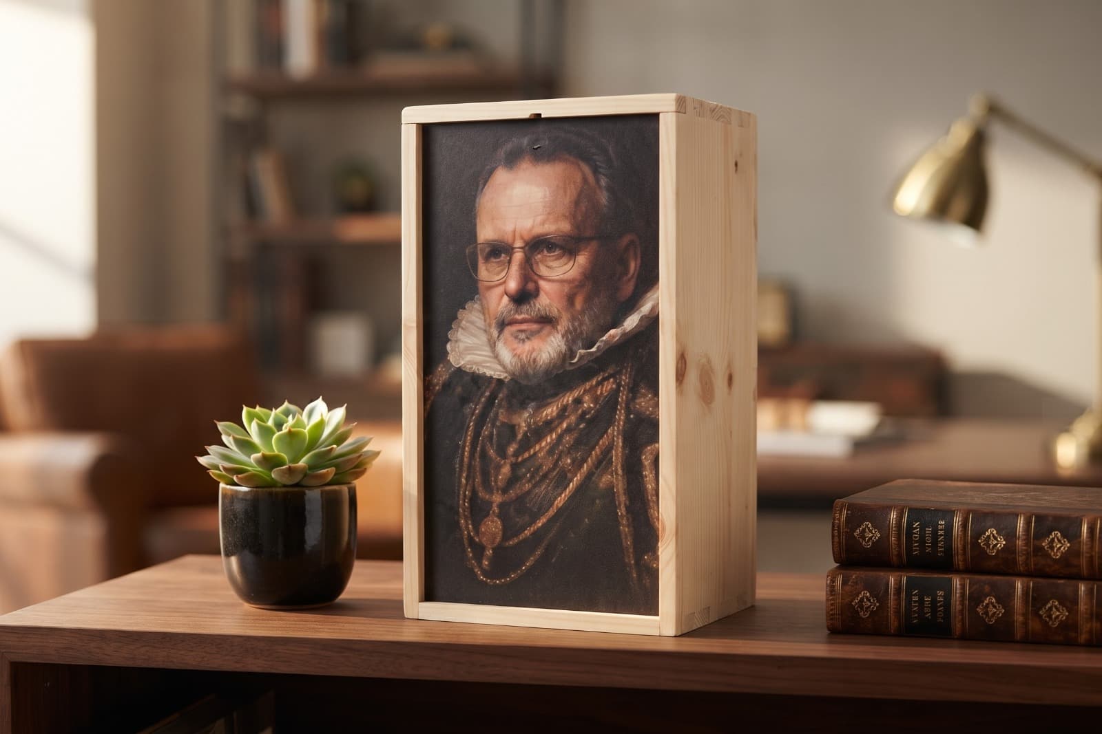 Wine Chest with Own Photo as Royal Portrait