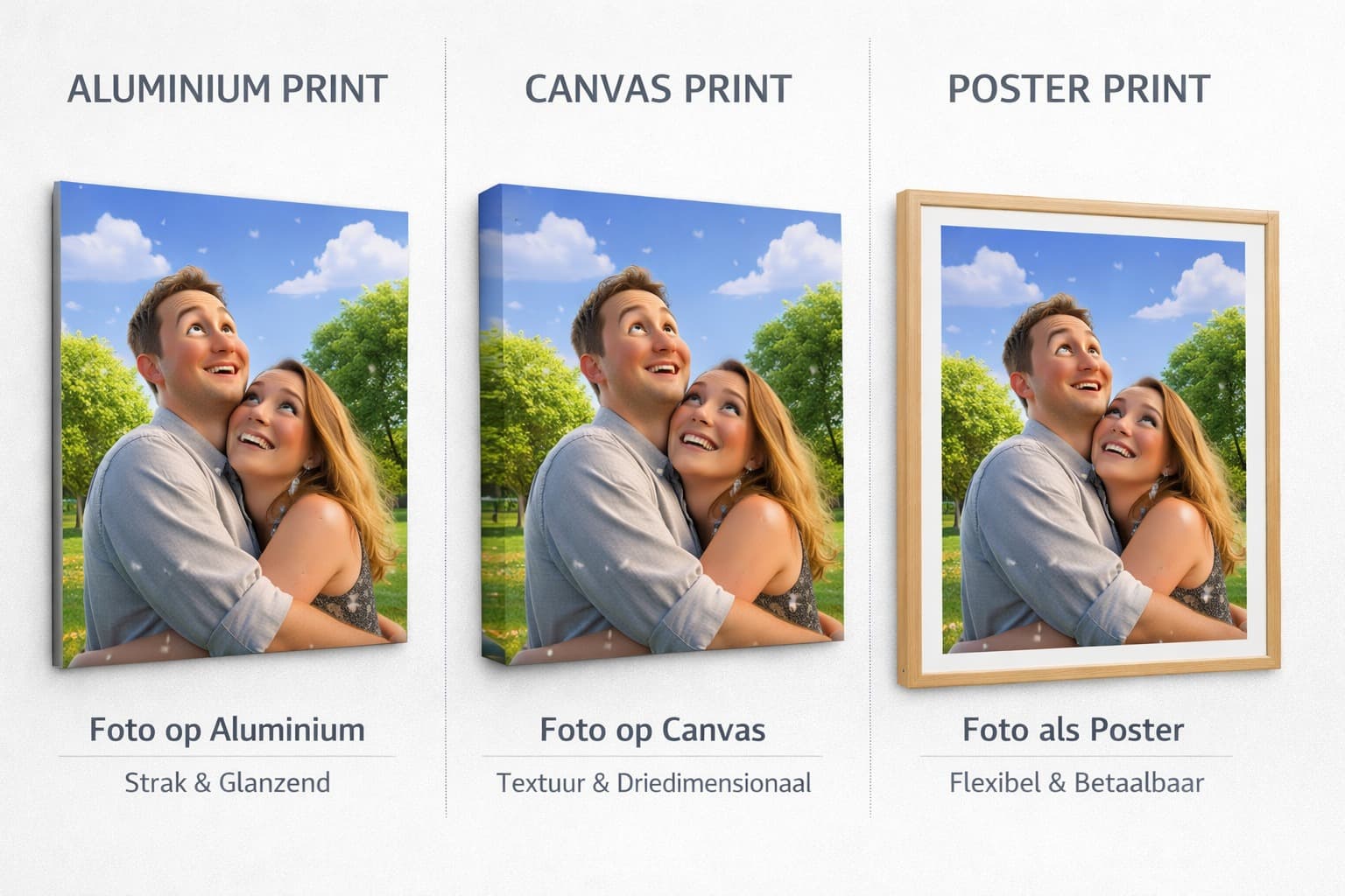 Comparison of print materials for AI portraits