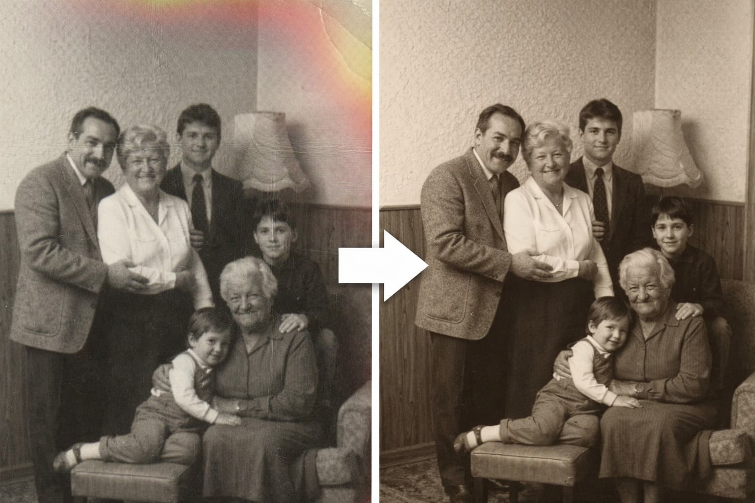 Old family photo printed on canvas